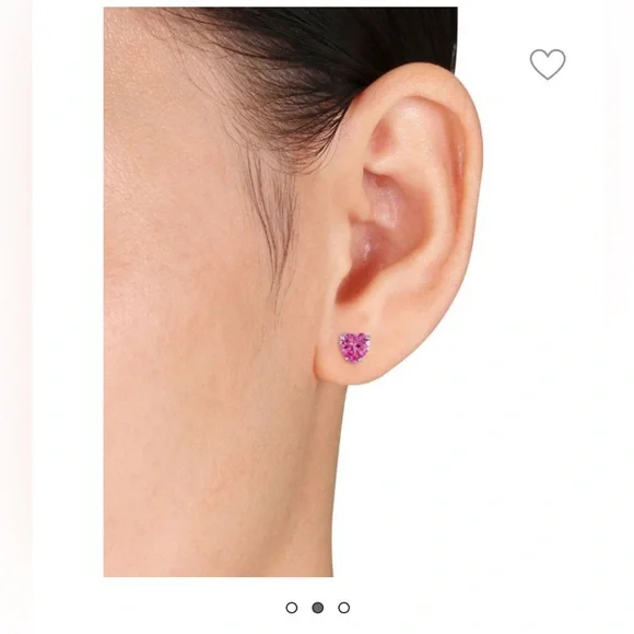 Delmar 10K White Gold & Sapphire Basket Heart Studs - Picture 3 of 6